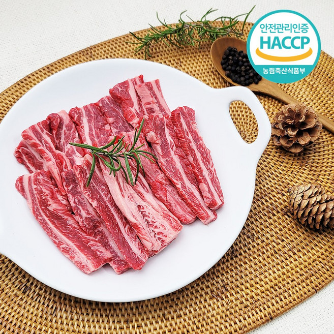 디에스미트 한우 갈비살 구이용 400g (200gx2ea) 우시산한우 1등급이상 냉장, 400g(200g*2ea), 1개