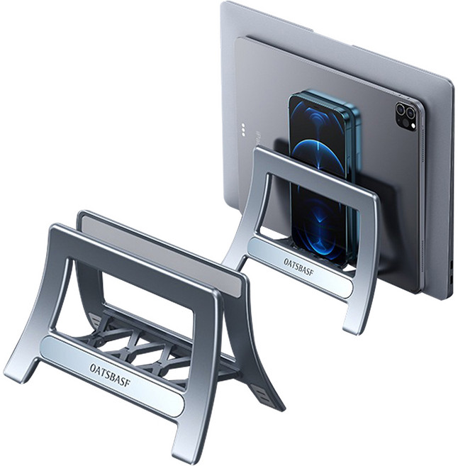태블릿 노트북 수직 세로 거치대 자동수납 N34, 그레이, 1개