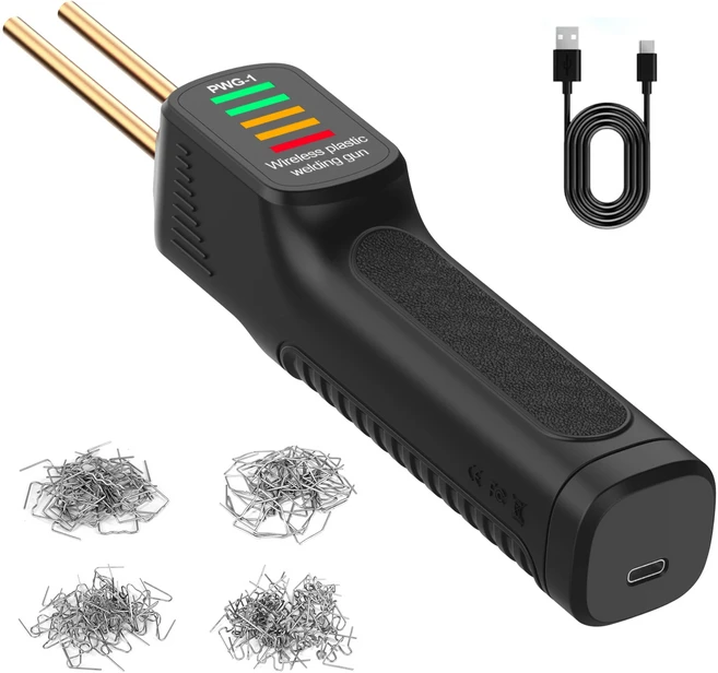 500W 휴대용 플라스틱 용접 기계 LCD 디스플레이 무선 총 핫 스테이플러 자동차 범퍼 수리 도구, 01 Black