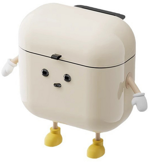 유포유 주방용 걸이형 캐릭터 쓰레기통, 크림 화이트, 1개