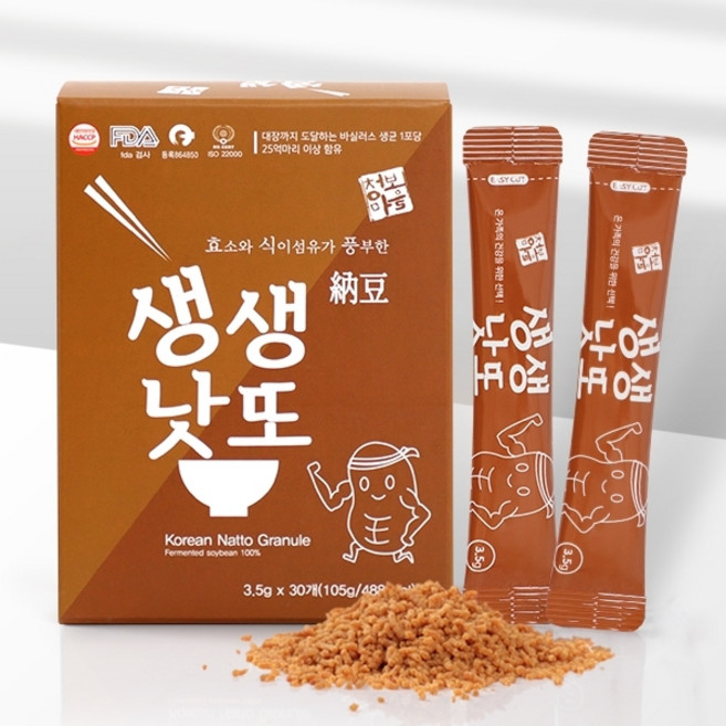 기타 [청보마을] 프리미엄 발효 생생낫또(백태) 3.5g x 30포 / 1박스, 1개