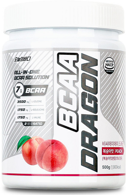 오늘의바디 드래곤 필수 아미노산 BCAA 복숭아맛, 1개, 500g