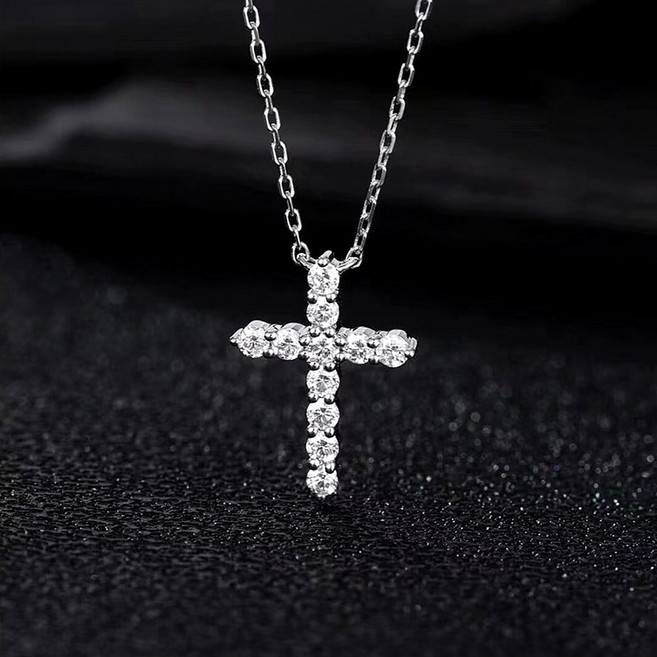 리치웨어 큐빅 십자가 목걸이 여성용 [알러지방지]