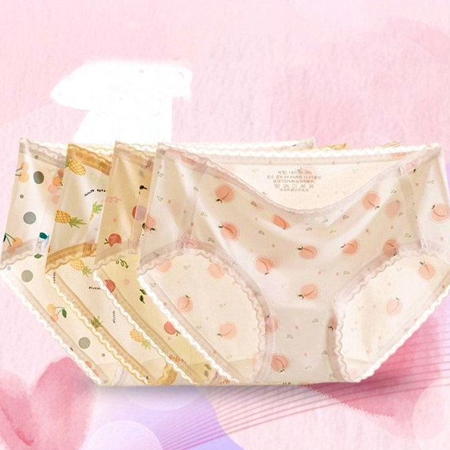 르브니 주니어 귀여운 과일패턴 레이스 심리스 팬티 4종세트 CW달콤4종