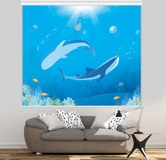 [아르테홈] 실사 암막롤스크린 (동물2 고래상어)