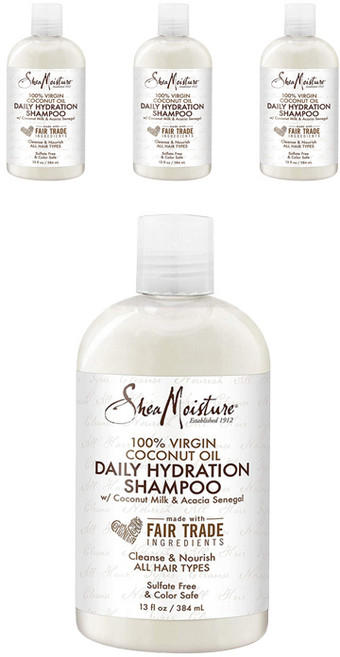 Shea Moisture 100% 버진 코코넛 오일 데일리 하이드레이션 샴푸, 384ml, 4개