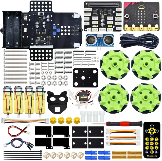 Keyestudio 마이크로 비트 4WD 메카넘 마이크로비트 스마트 카 키트용 Python 언어 프로그래밍 시스템이 포, 02 With Microbit