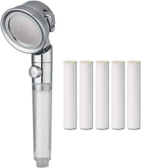 벨라워시 3단조절 수압상승 온오프 필터 샤워기 세트, 1세트, 샤워기1+필터5