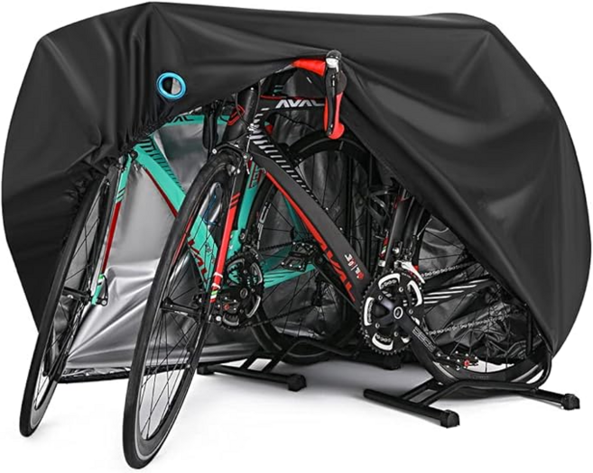 서치잇 프리미엄 사계절용 자전거 커버 방풍방수 날기방지 설계 실내외 보관용 자전거 덮개 210T나일론 자전거 덮개 방풍 먼지차단 단열 비방지 사이클 보호 커버, 1개, 블랙