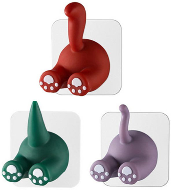 다파요몰 벽부착 홀더 꼬리 후크 동물후크 칫솔꽂이 다용도꽂이, 1개, 고양이