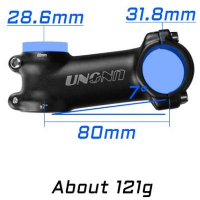 UNO 초경량 자전거 스템 7 17 도 M 도로 318mm 607080901001101013 산악 전원 부품, 7 degree 80mm, 7 degree 80mm