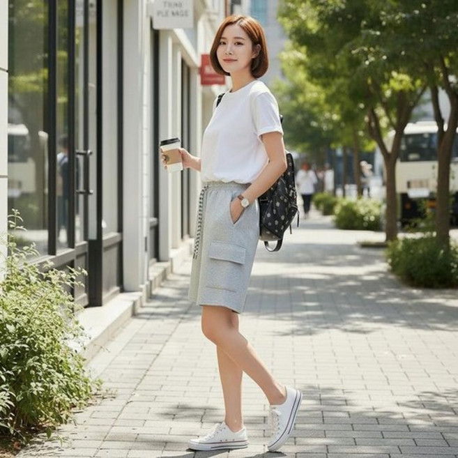 [라일리여성의류] Rly 여성 건빵 포켓 5부 밴딩 반바지 여름 카고 팬 (51071484)