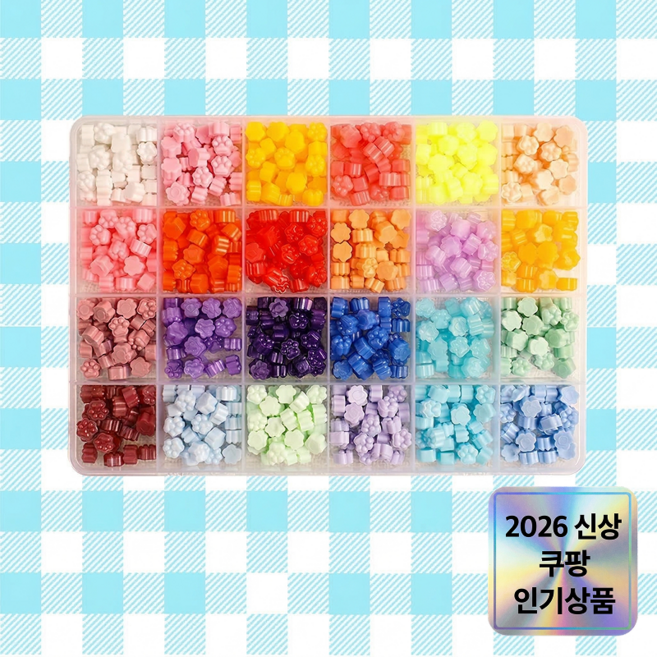 실링왁스 비즈 세트 24칸 대용량 컬러 믹스, 1개, NO.5 디자인 / 24색 비즈 5번 세트