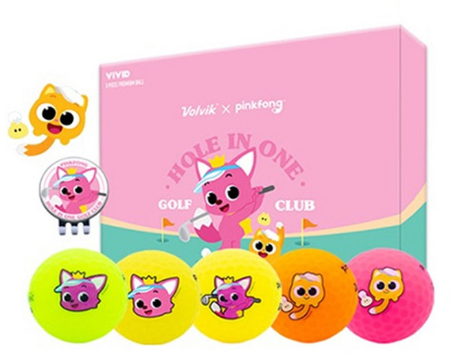 볼빅 골프공 선물세트 비비드 핑크퐁 3피스, 5개입, 혼합색상, 1개