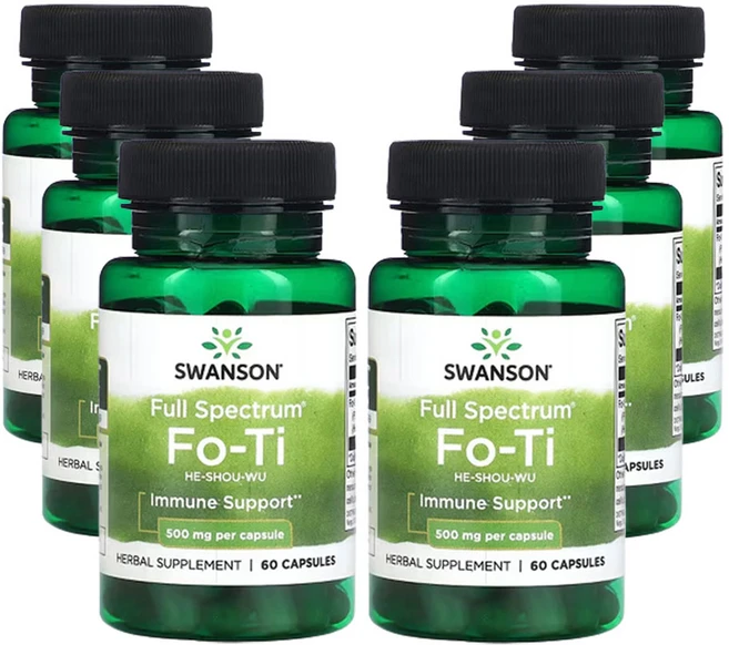 스완슨 Fo-Ti 500 mg 60캡슐, 6개, 60정 - 쿠팡