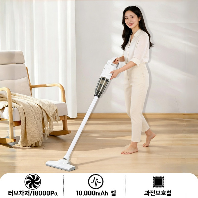 무선청소기 스틱청소기 원룸맨션청소기 가정용 차량용 2in1청소기, 흰색, AM-05