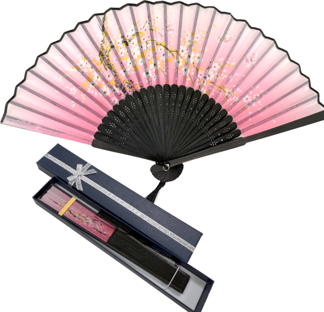 클로비 부채 외국인선물 전통 고급 실크 대나무 접이식 부채 한국 기념품 korean souvenir, 1개, 7. 핑크블랙