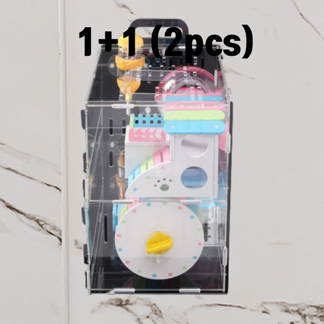 푸토 1+1 햄스터집 햄스터케이지 아크릴 투명 키우기 반려동물 곤충 다용도 쳇바퀴 굴렁쇠