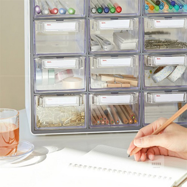 16칸 멀티박스 서랍칸막이 소품박스 테이블정리함, 옐로우, 옐로우, 1개