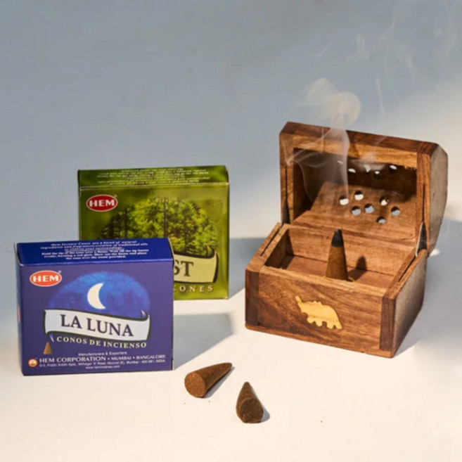HEM 인센스 콘 10개입 + 미니 콘 박스, 스타 콘 박스, 포레스트