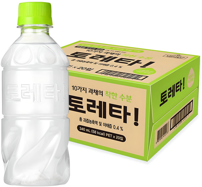 토레타 이온음료 무라벨, 340ml, 20개