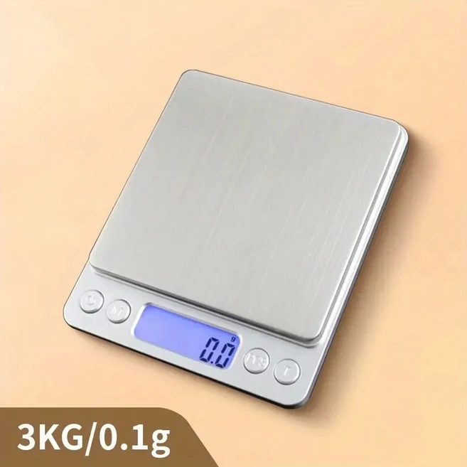 AccuWeight 디지털 주방 체중계 스테인리스 스틸 식품 LCD 디스플레이 포함 요리 재료 다이어트의 정확한, 01 0.1g 3kg