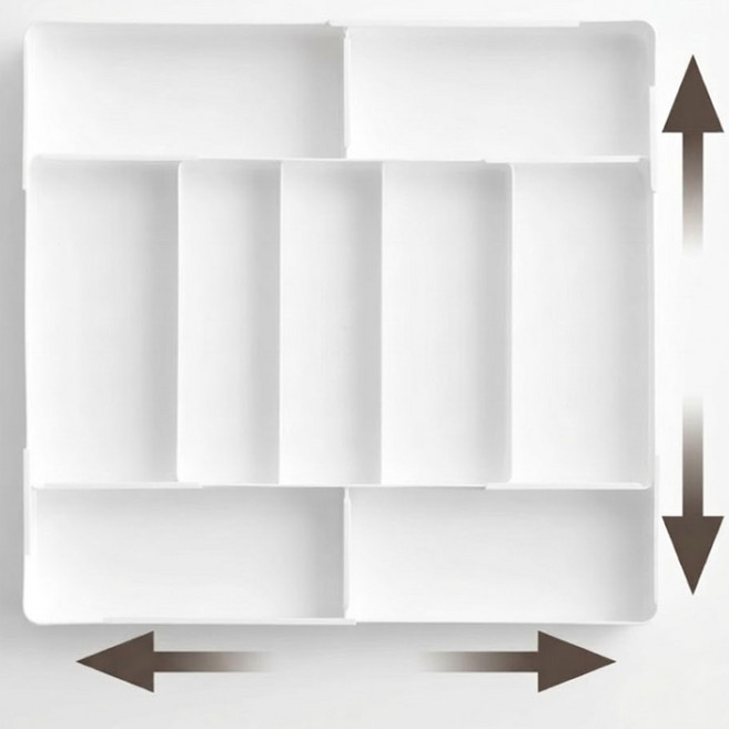 ANJ 길이조절형 모듈형 서랍정리대 수저정리함 화장대 책상 서랍 정리, 1개, 화이트(WHITE)