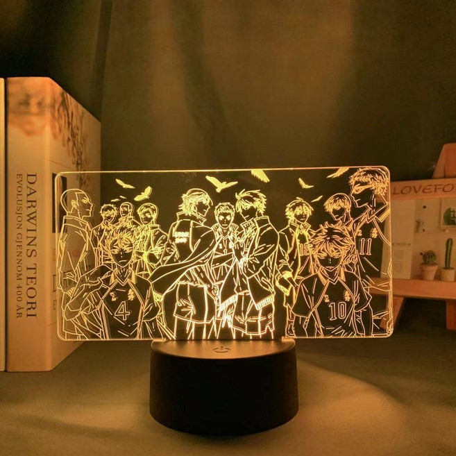 하이큐 조명 스탠드 애니메이션 굿즈 장식 무드등 히나타 아크릴 램프 USB LED, 하이큐!! 915-1, 흰색 흑백 USB