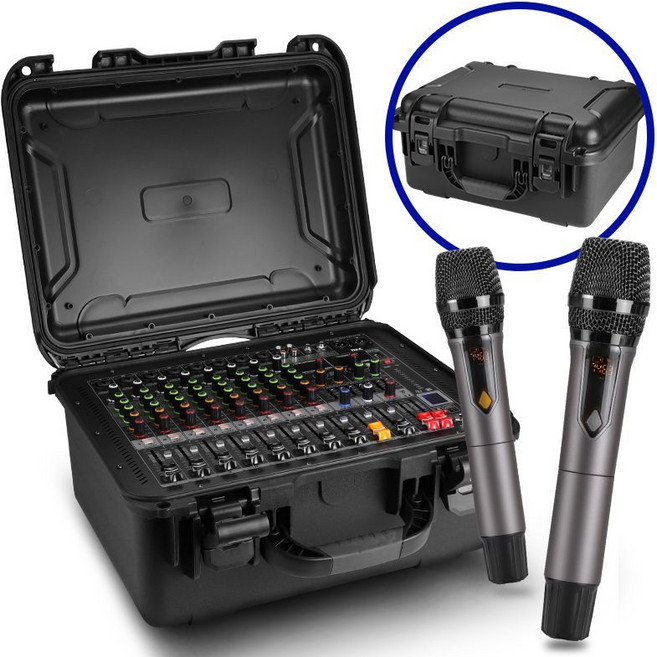 앰프 내장 파워드 믹서 강의용 오디오 사운드 일체형 믹싱, 2400W2400W 8채널 앰프내장형 금속, 기본 색상, 2400W2400W 8채널 앰프 금속 마이크