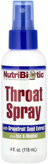 NutriBiotic 자몽 씨 추출물 아연 멘톨 함유 목 스프레이 118ml(4온스), 1 - 쿠팡