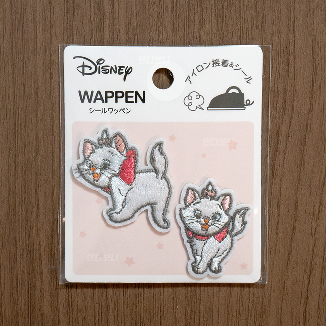 디즈니 아리스토캣 마리 와펜 열접착 캐릭터 자수 패치, 1개