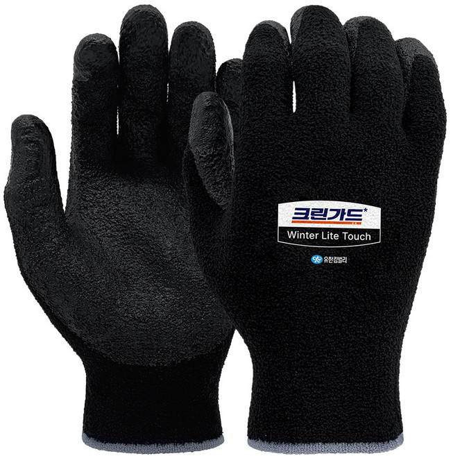 유한킴벌리 크린가드 G45 윈터라이트터치 겨울용 다용도 NBR코팅 작업장갑 3켤레, 윈터 라이트 터치  M 블랙, 3개
