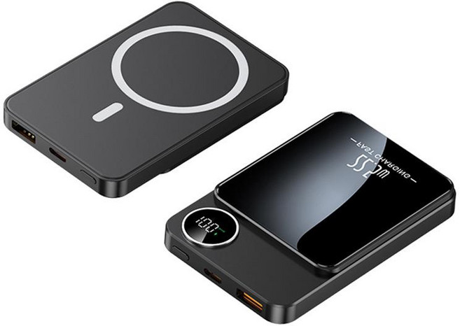 맥세이프 보조배터리 10000mAh 무선 대용량 가벼운 아이폰 갤럭시 사용가능, 블랙