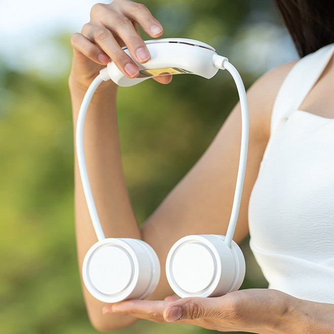 PYHO 넥밴드 선풍기 반도체 냉각 무선 BLDC 대용량 배터리 캠핑용, 흰색+수납함, DQ209Pro