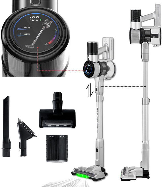 최신형 차이슨 무선 스틱 청소기 + 길이조절 + LCD 화면 + BLDC, 무선청소기
