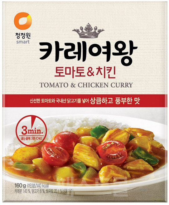 카레여왕 청정원 토마토 앤 치킨, 160g, 1개
