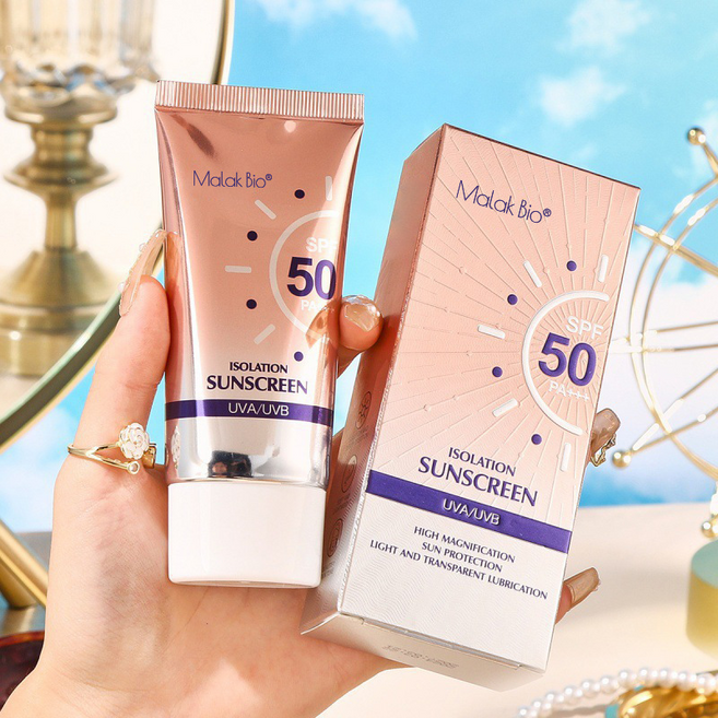 Malak Bio 隔離防曬乳 SPF 50 PA+++ UVA/UVB 高倍防曬 輕透潤滑, 隔離防曬乳2瓶, 1個