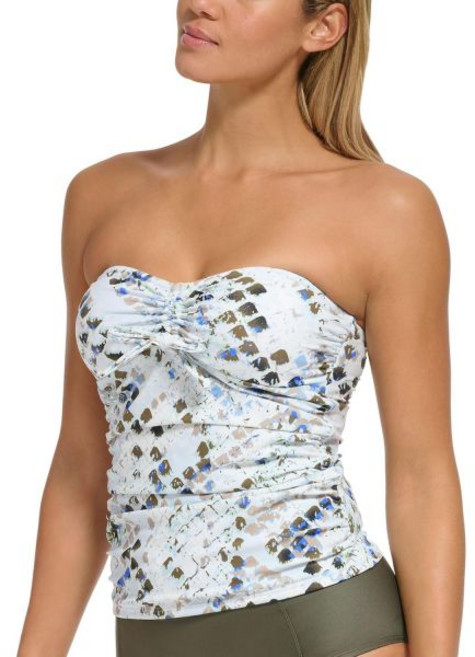 DKNY 여성 프린트 반도 보우 프론트 탱키니 탑 점보 멀티 스네이크 스플래시 멀티 S 789147