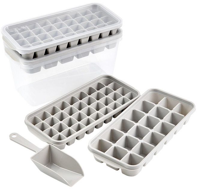 자이티 얼음쏘옥 하이볼 얼음 트레이 얼음틀 36구 2개 + 18구 2개 + 얼음통 + 스쿱 세트, 그레이, 1개