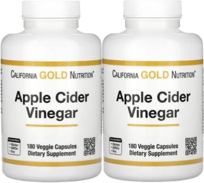 1+1 캘리포니아골드뉴트리션 CGN 오가닉 애플사이다비니거 180베지캡슐 Apple Cider Vinegar 애사비 사과식초 ACV, 2통, 180정 - 쿠팡