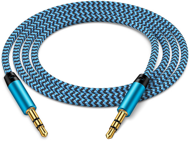 ANNIBER 3.5mm AUX 스테레오 오디오 케이블 단선방지 차량용 옥스선, 2.75m, 1개, 블루