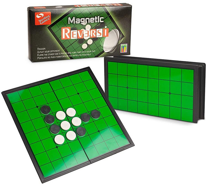 Sterling Games Othello Reversi 전략 보드 게임 24.9cm(9.75인치) 보드 접이식 자석 및 피스 포함 가정 여행용