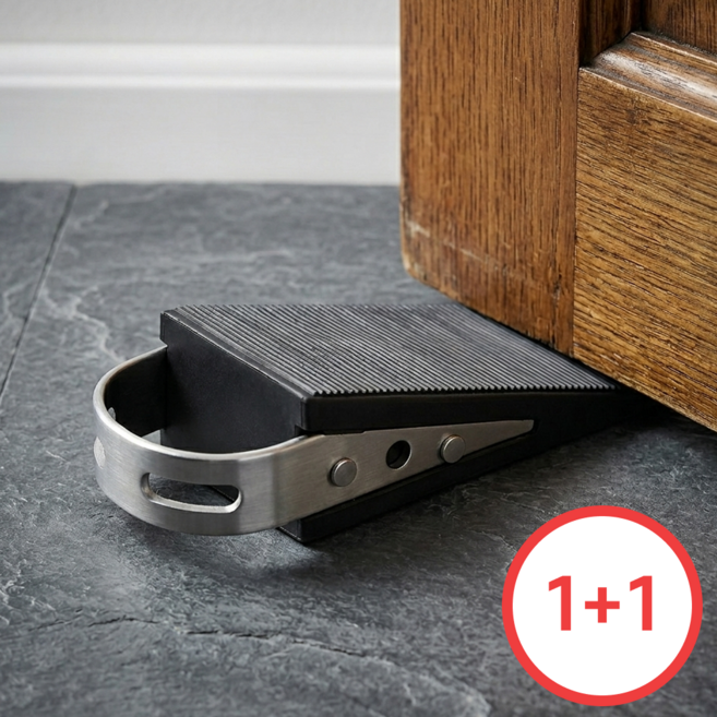 코잘 무타공 스텐 고무 도어스토퍼, 2개, 블랙