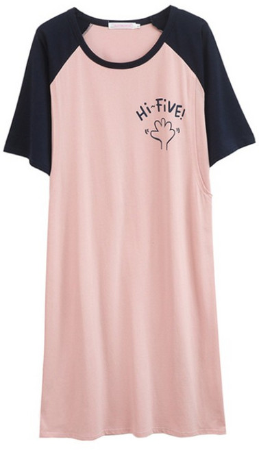 BABYSHARE時尚孕婦裝 拼色袖哺乳短袖孕婦裙 哺乳衣