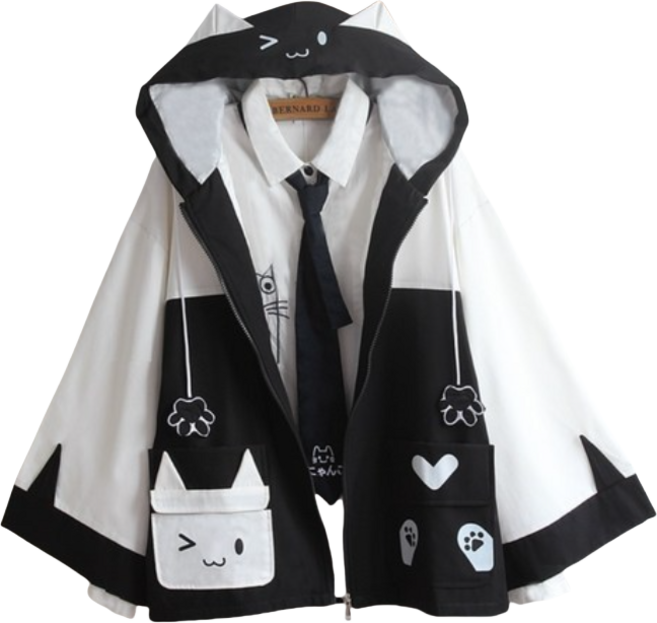 귀여운 고양이 귀 반팔 자켓 재킷 점퍼 코트 케이프 망토 바람막이 반팔 바지 세트