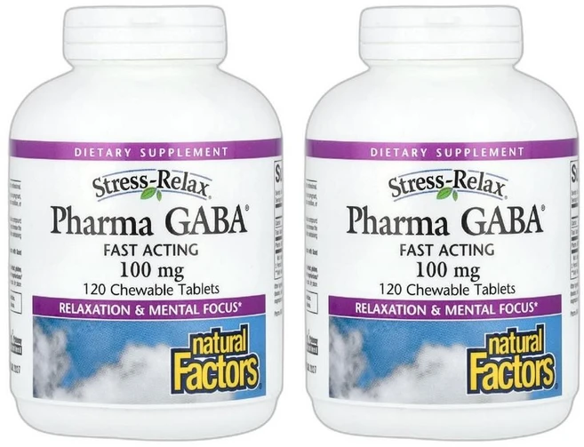 내추럴 팩터스 Stress-Relax Pharma GABA 100mg 츄어블 120정 2병 - 쿠팡