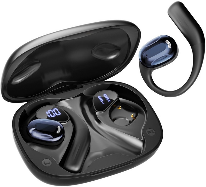 DAICOO 귀걸이형 무선 블루투스 이어폰 오픈형 고음질 S3, 블랙