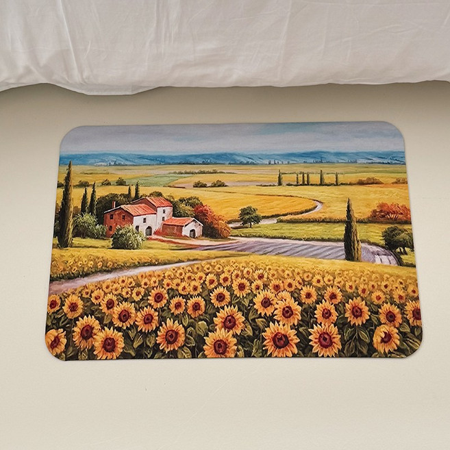 룰루홈 규조토 발매트 욕실 화장실 주방 재물운 금전운, 황금해바라기 들판