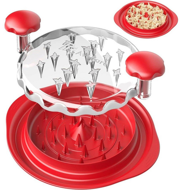 닭가슴살 회전 기계 찢는 도구 차퍼 손질 다지기 분리 가슴살 커터, 02. 투명 뚜껑이 있는 붉은 고기 분쇄기