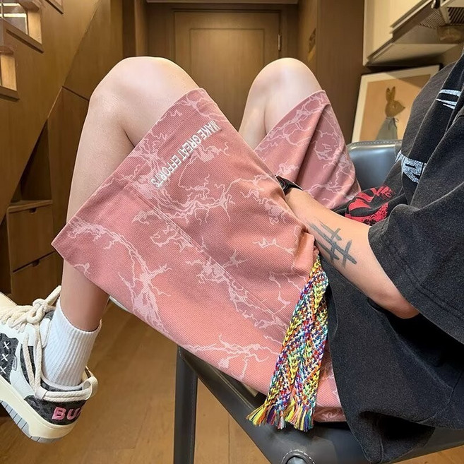 大碼短褲男夏季 新款美式潮牌休閒五分褲運動潮流寬鬆沙灘褲子, 7XL